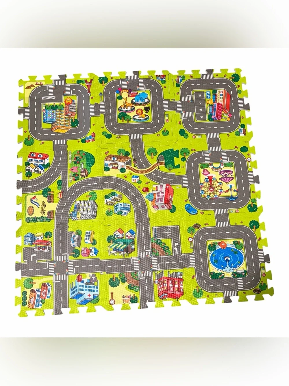Children's Road Play Mat Puzzle - Green City Streets